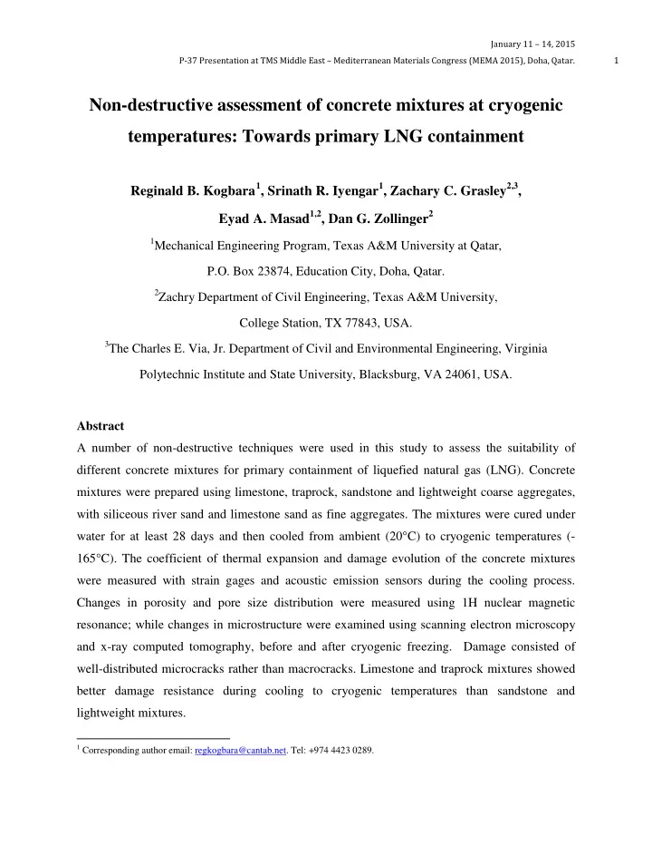 non destructive assessment of concrete mixtures at