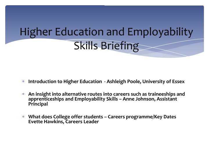 higher education and employability skills briefing