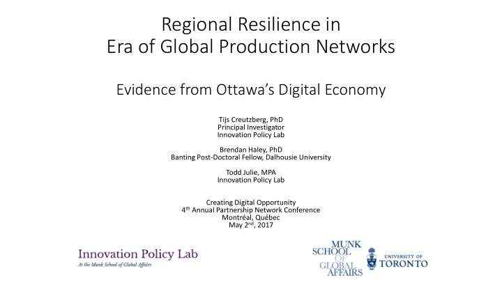 regional resilience in era of global production networks