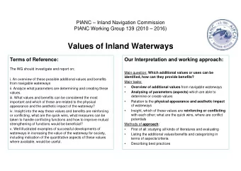 Values of Inland Waterways  Terms of Reference:  Our Interpretation and working approach:  The WG