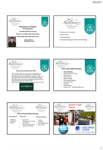 06/12/17  Shakespeares England  Presentation Overview  Stratford District Council  Review