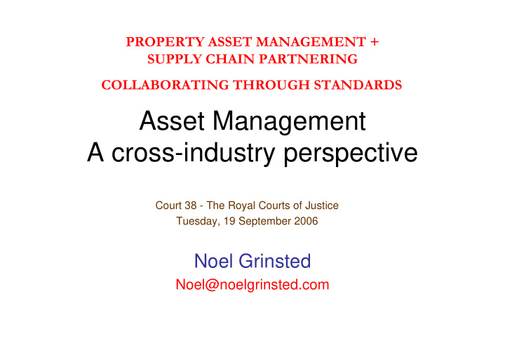 asset management a cross industry perspective