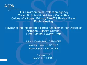 U.S. Environmental Protection Agency  Clean Air Scientific Advisory Committee  Oxides of Nitrogen