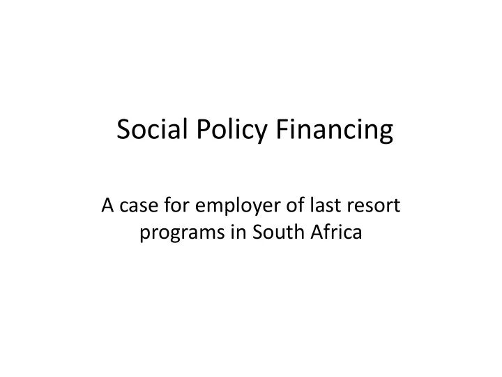 social policy financing