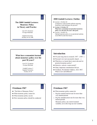 Introduction  What have economists learned  50 years long time in research: 1957- (1967- )