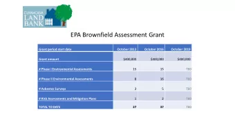 EPA Brownfield Assessment Grant  Grant period start date  October 2013  October 2016  October 2019