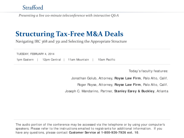 structuring tax free m a deals