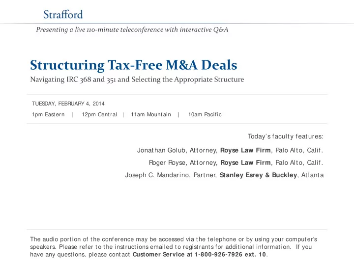 structuring tax free m a deals