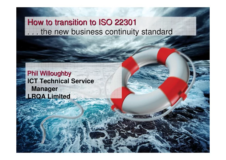 how to transition to iso 22301 how to transition to iso