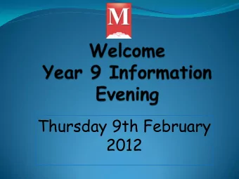 Thursday 9th February  2012  CURRICULUM 2012  2014 Key Stage 4 Choices CORE CURRICULUM