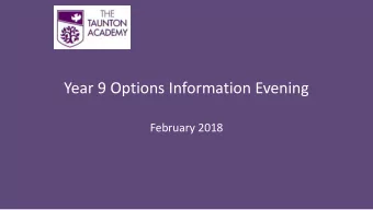 Year 9 Options Information Evening  February 2018  What do you want to be when you grow  up?  What