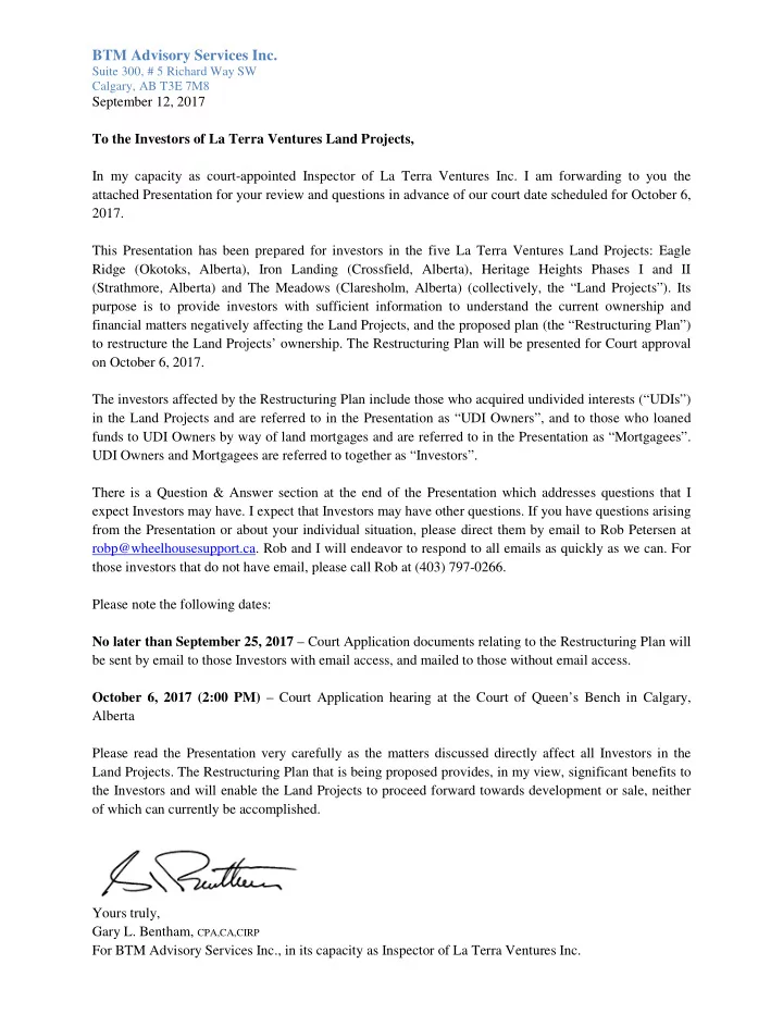btm advisory services inc