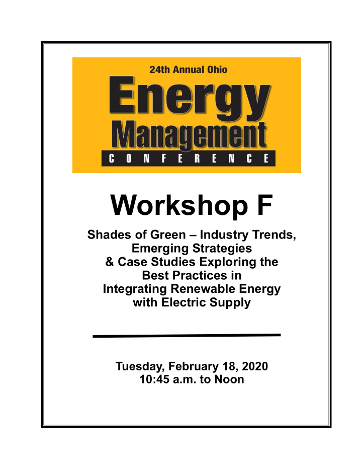 workshop f shades of green industry trends emerging