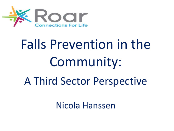 falls prevention in the community a third sector