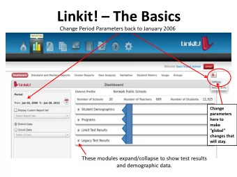 Linkit!  The Basics  Change Period Parameters back to January 2006  Change  parameters  here to