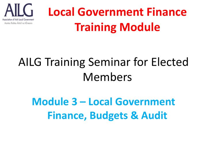 local government finance training module