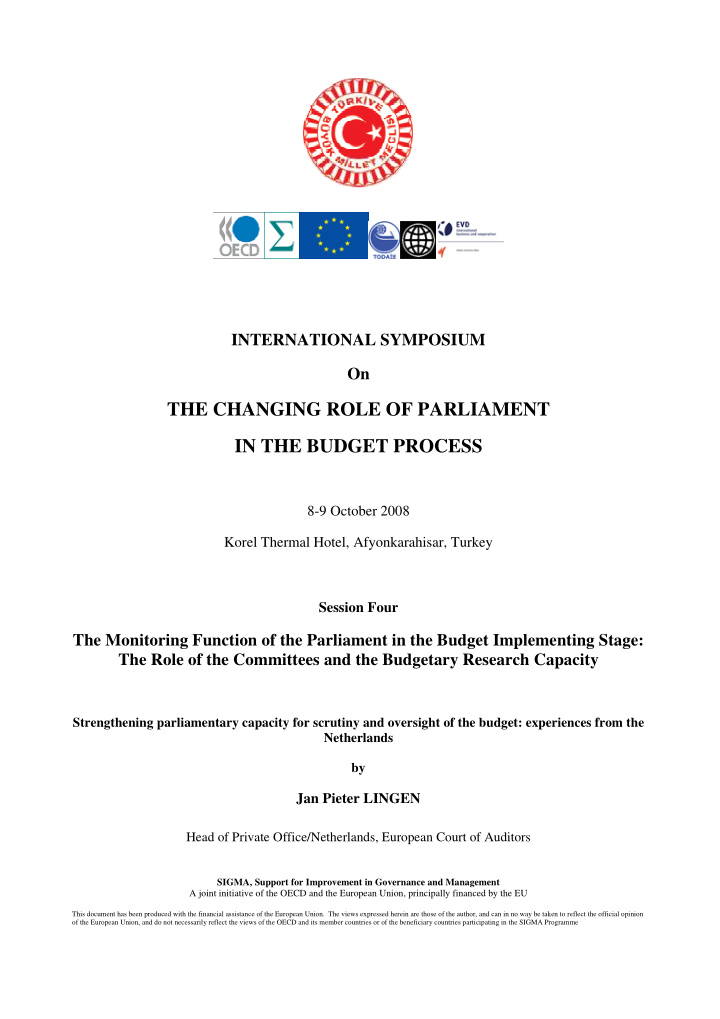 the changing role of parliament in the budget process