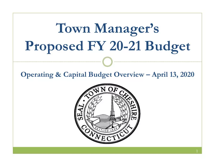 town manager s proposed fy 20 21 budget