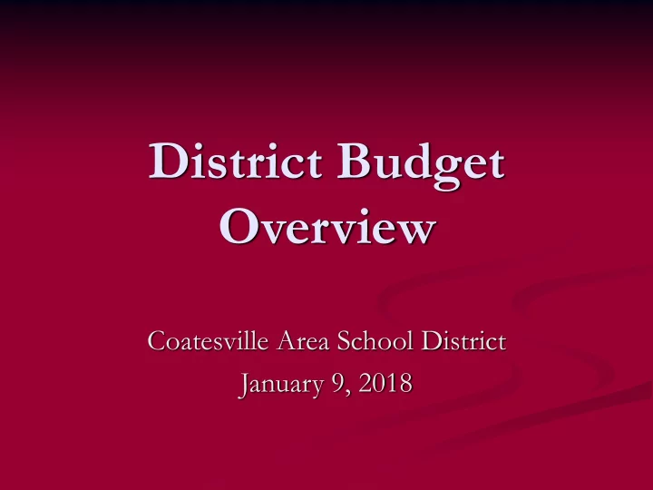 district budget