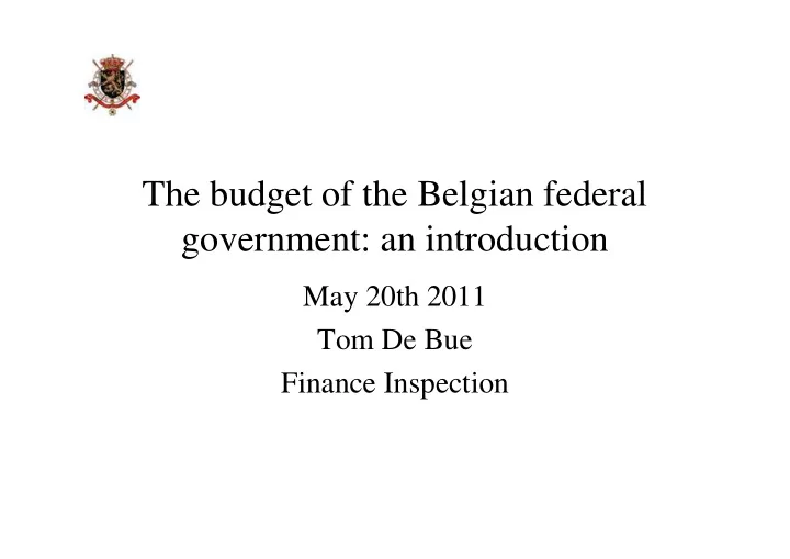 the budget of the belgian federal government an