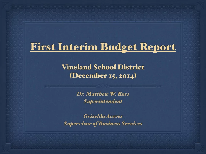first interim budget report