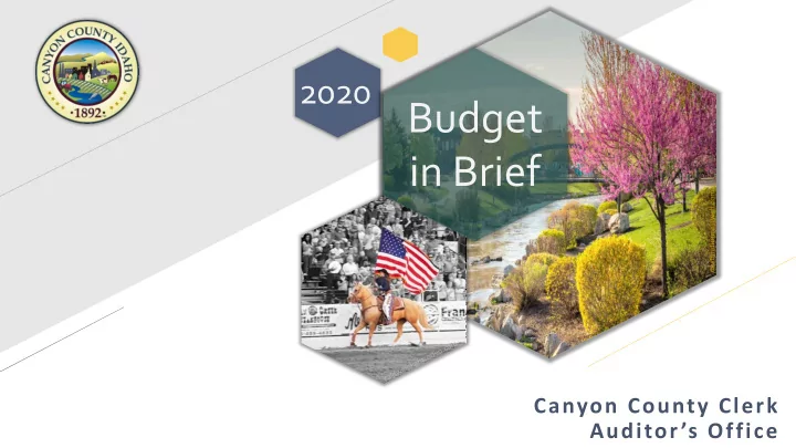 2020 budget in brief
