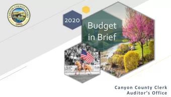 2020 Budget  in Brief  Canyon County Clerk  Auditors Office  FR  FR  FY 2020  Budget Priorities