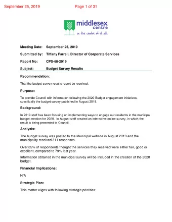 September 25, 2019  Page 1 of 31  Meeting Date:  September 25, 2019  Submitted by: Tiffany Farrell,