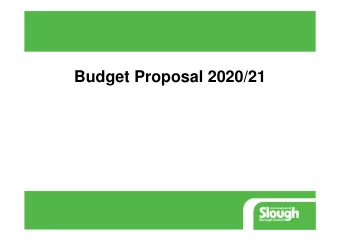 Budget Proposal 2020/21  Revenue Budget Highlights    A balanced budget for the year ahead.