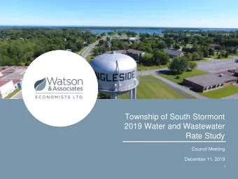 Township of South Stormont  2019 Water and Wastewater  Rate Study  Council Meeting  December 11,