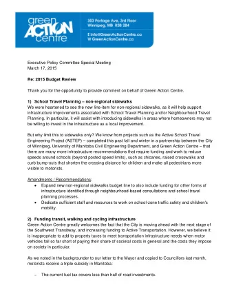 Executive Policy Committee Special Meeting  March 17, 2015  Re: 2015 Budget Review  Thank you for