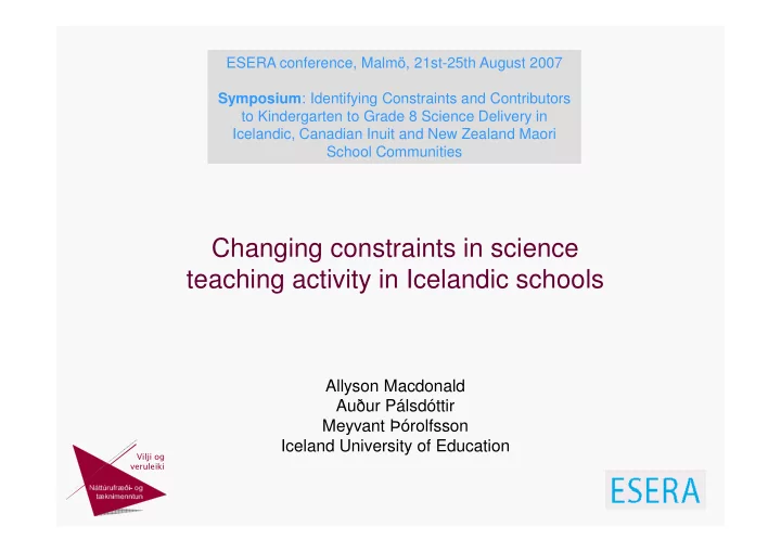 changing constraints in science teaching activity in