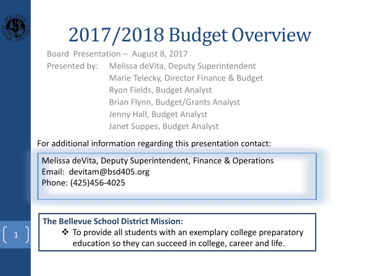 2017 2018 budget overview