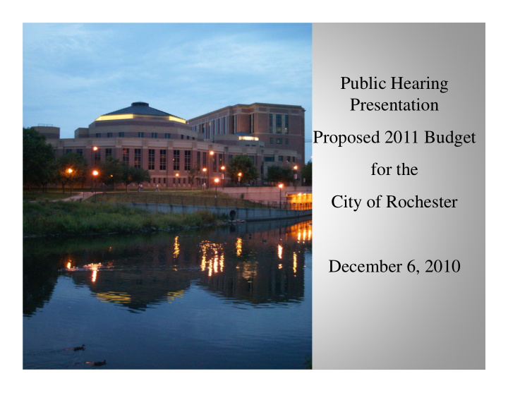public hearing presentation proposed 2011 budget for the