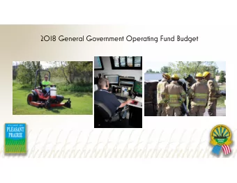 2018 General Government Operating Fund Budget  General Government  Operating Revenue Percent 2017