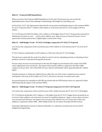 Slide 21  Proposed O&amp;M Expenditures  When you look at the Proposed O&amp;M Expenditures for