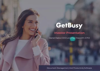 Investor Presentation  Daniel Rabie (CEO) and Paul Haworth (CFO)  Document Management And