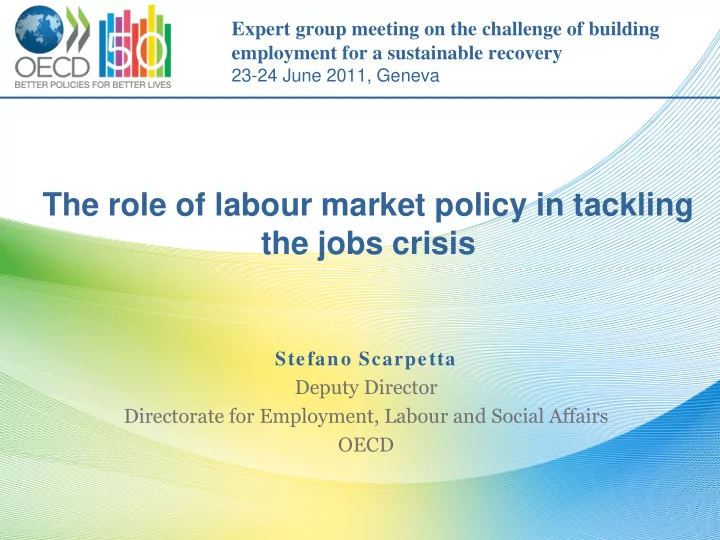 the role of labour market policy in tackling the jobs