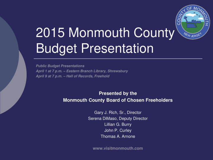 2015 monmouth county budget presentation