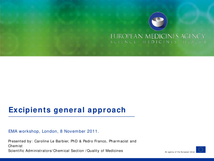 excipients general approach