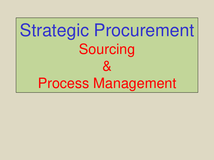 strategic procurement