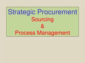 Strategic Procurement  Sourcing  &amp;  Process Management  Changing Aspects of Business