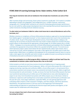 FCWG 2018-19 Learning Exchange Series: Dylan Jenkins, Finite Carbon Q+A  How long do inventories
