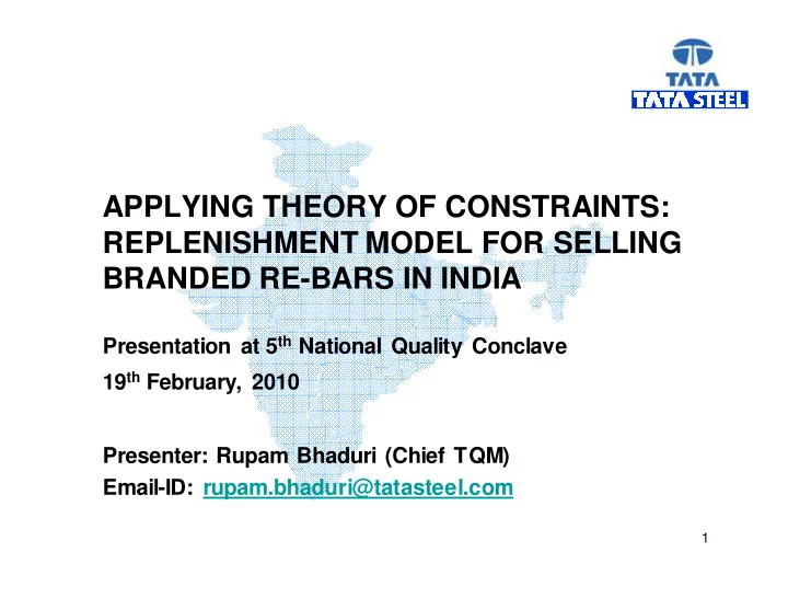 applying theory of constraints replenishment model for
