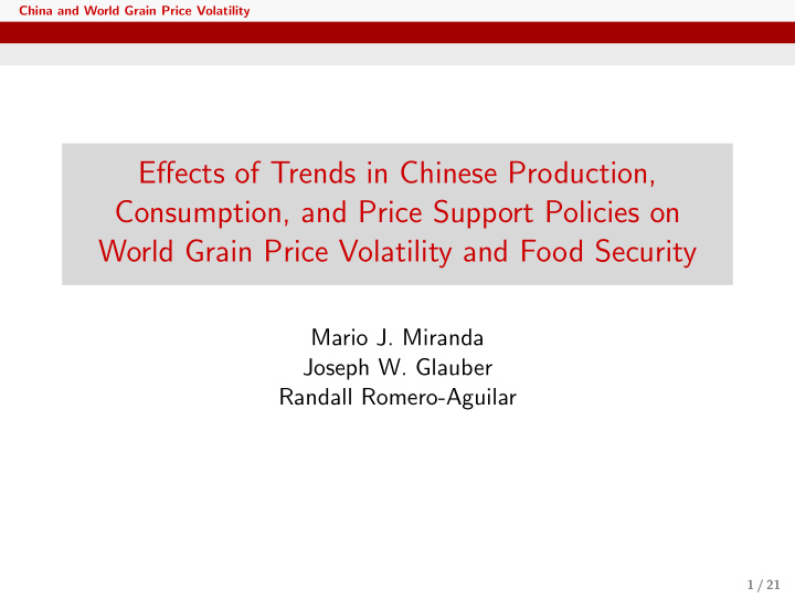 effects of trends in chinese production consumption and