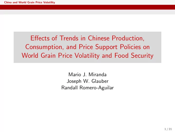 effects of trends in chinese production consumption and