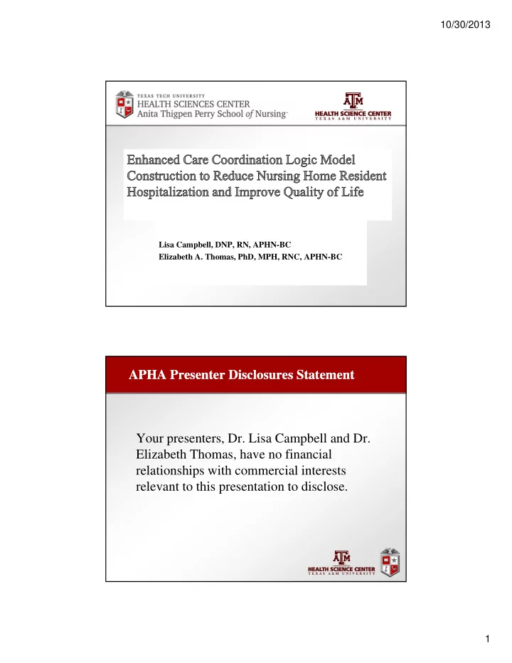 apha presenter disclosures statement apha presenter