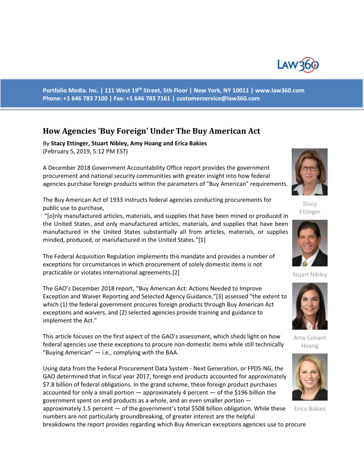 how agencies buy foreign under the buy american act