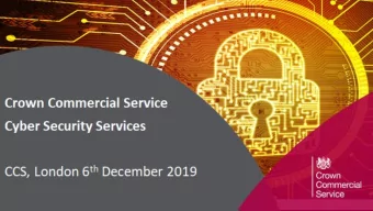 Cyber Services 3 (RM3764.iii)  Event for interested suppliers 3 rd July 2019, CCS, London