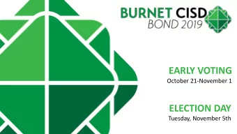 ELECTION DAY  Tuesday, November 5th  Student Profile  Student Enrollment 3,226  White  64%